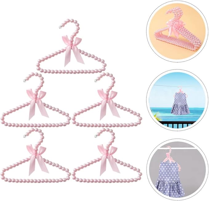 Baby Hangers Kids Hangers 5pcs Pearl Beads Clothes Hangers Beaded Clothes Hangers Dress Pants Hanger Closet Coat Hangers for Kids Pet Dogs Baby Hangers Kids Hangers