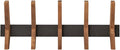 24-Inch Mid Century Coat Rack with 5 Wooden Hooks, Farmhouse Style Hookrail for Bedroom, Living Room, Hallway, and More, Solid Wood, 9.5" H x 24" W x 2.25" D, Black and Walnut