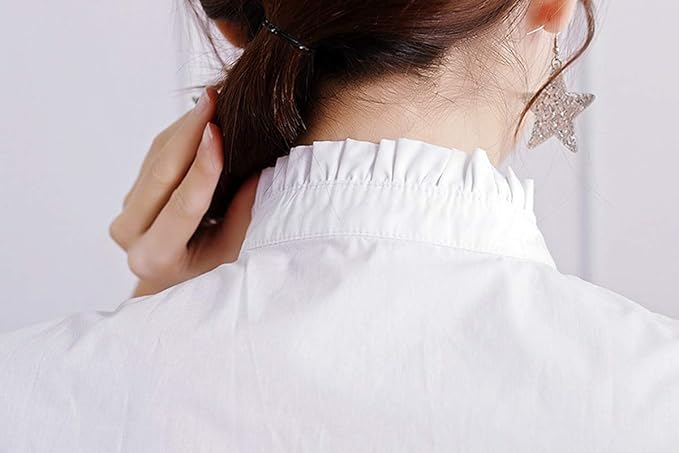 YAKEF Lady Half-Shirt Blouse Detachable Lace Chiffon Fake Collars Dicky Collar Faux Collar