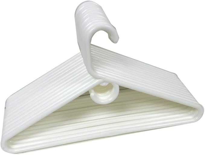 12PC White Color Heavy Duty Tubular Hangers White Jumbo Plastic Adult Cloth Coat Suit Closet Organization Hanger