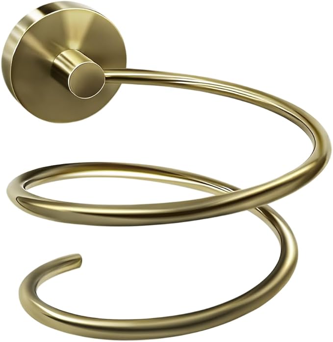 Wall Mounted Hair Dryer Holder,Bronze Finish Bathroom Hair Tool Organizer for Bathroom-Gold