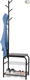 Milliard Coat Rack Hall Tree with Bench (Black)