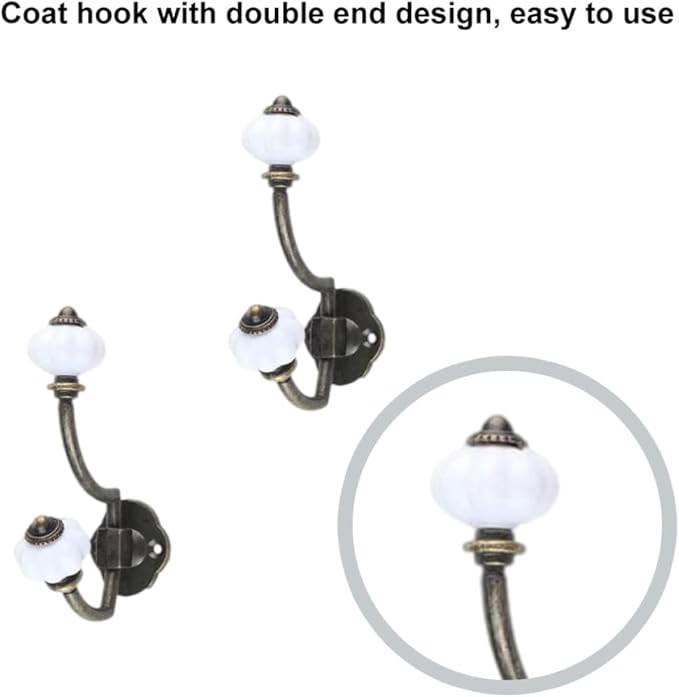 Wall Clothes Hooks Retro Antique Ceramic Coat Hooks for Door Bathroom Bedroom Kitchen Bronze 5 Pcs, Iron Decorative Wall Hooks, Standard, Style 1