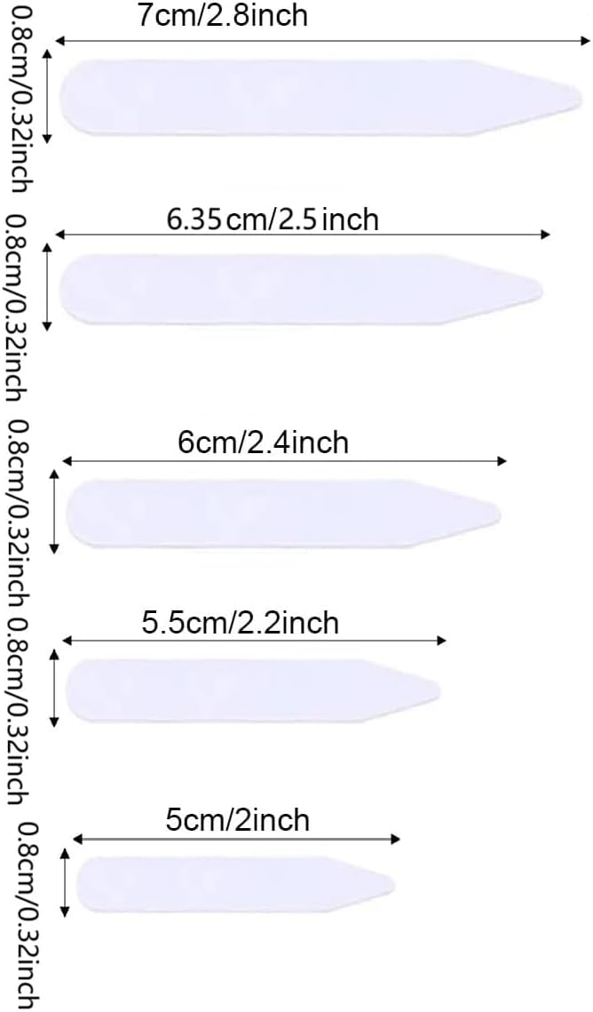 HIGHROCK Shirt Collar Bones,5 Sizes Collar Stiffeners Plastic White Collar Stays for Men and Women Dress Shirt 100Pcs