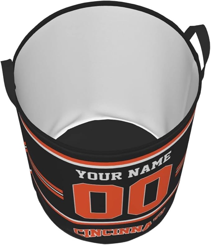 Custom Cincinnati Laundry Hamper Personalized Laundry Basket Customized Name And Number Collapsible Storage Basket for Bedroom Bathroom Living Room Gifts