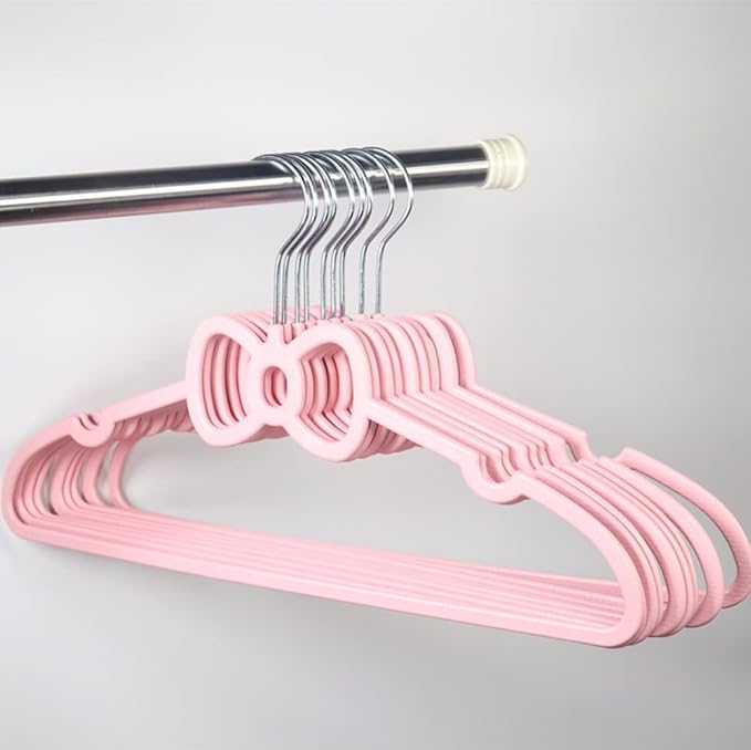 Cute Aesthetic Clothes Hangers Space Saving Plastic Hangers for Teen Girls Wardrobe Shirts Tops Coats Hangers Clothing Organizer Kawaii Girls Room Decor Kawaii Stuff Accessories (10, Pink Bowknot)