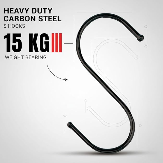 30 Pack Black S Hooks for Hanging Plants, Metal Hooks for Hanging, S Hooks for Hanging Heavy Duty, Durable S Shaped Kitchen Hooks for Kitchenware, Pots, Utensils, Clothes & Bags