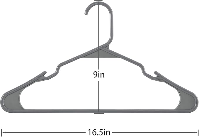 VECELO 50 Pack Plastic Hangers-Non Slip Clothes Hangers Set with Shoulder Grooves for Closet Space Saving-Heavy Duty Hanger for Suit Coat Pants Skirt Dresses