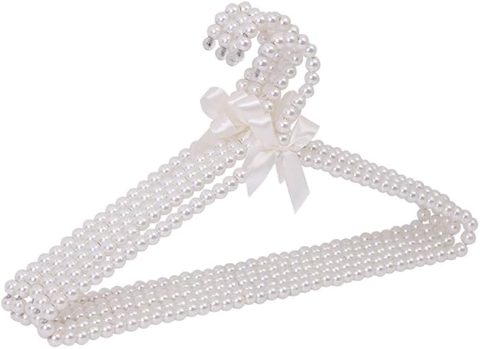 Pack of 5 Pearl Clothes Pants Hangers Bowknot Beaded Wedding Home Shop Clothes Rack 1#