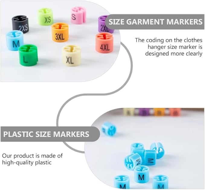 Clothes Hanger Size Markers with Color-Coding Tags 90 Pcs Plastic Size Clips Xxs to 4Xl for Retail Store and Laundry Organization