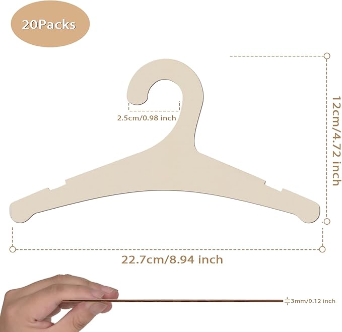 20 Packs Wooden Baby Hangers for Clothes, 9 Inch Wood Newborn Baby Girl Boy Hangers for Nursery Cute Kids Toddlers Children Infant Hanger for Baby Shower Crate Closet Clothing Storage