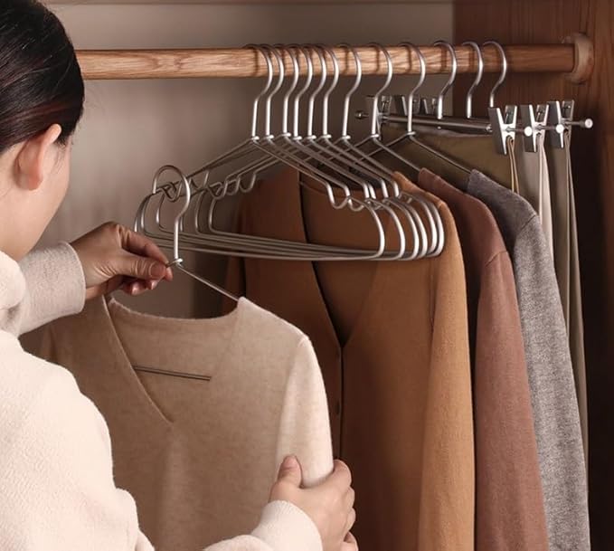Premium Matte Silvery Aluminum Coat Hangers 20 Pack, 16.2” Extra Smooth & Durable Metal Shirt Dress Hanger,Aluminum Alloy Hanger,Clothing Support,Clothing Hang
