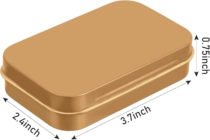 6 Pcs Metal Hinged Tin Box Container Mini Portable Small Storage Container Kit with Lid for Home Storage 3.7 x 2.3 x 0.8 Inch, Gold
