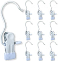 Hangers Clips,Stainless Hooks for Closet Hooks,Heavy Duty Clothespins Laundry Hanging Hooks,Travel Portable Clothes,Boot Tall Towel Hats Socks Pants and Bras (10, Matte White)
