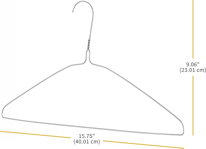 Whitmor Wire Hangers - Wire Coat and Clothes Everyday Hangers - Set of 20 - Chrome