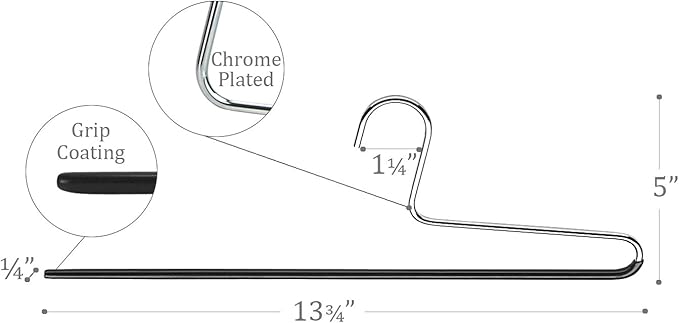 Mawa by Reston Lloyd Non-Slip Space Saving Clothes Hanger with Single Rod for Pants, Style KH/1, Set of 160, Black
