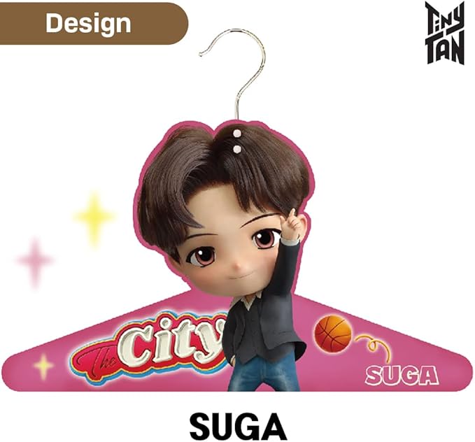 Kpop Merchandise Official Licensed K-POP Merch - TinyTAN Character Clothes Hanger with Steel Hook (SUGA)