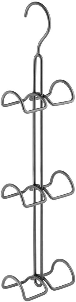mDesign Metal Wire Over The Closet Rod Hanging Storage Organizer Hanger for Storing and Organizing Purses, Backpacks, Satchels, Crossovers, Handbags - 2 Pack - Graphite Gray