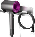 Hair Dryer Holder Wall Mount Compatible with Dyson Hair Dryer, 304 Stainless Steel Hair Dryer Blow Diffuser Holder Organizer Adhesive for The Bathroom Silver