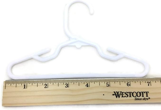 12 White Plastic Hangers fits 18 Inch Dolls Clothes