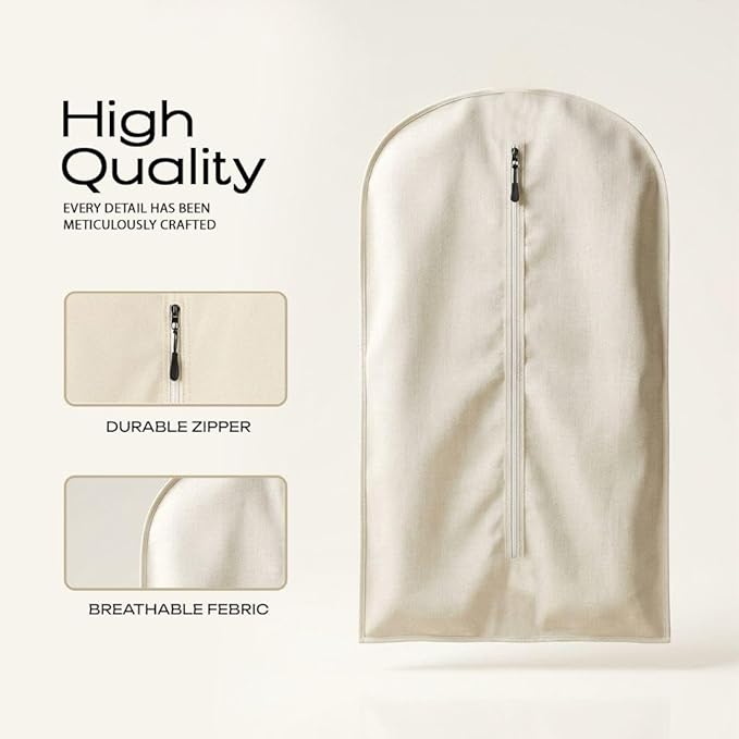 100% Cotton Garment Bag | Long | Breathable Garment Bags for Hanging Clothes | Garment Storage Bag for Long Dresses & Coats Storage | Pack of 1 (42 Inch)