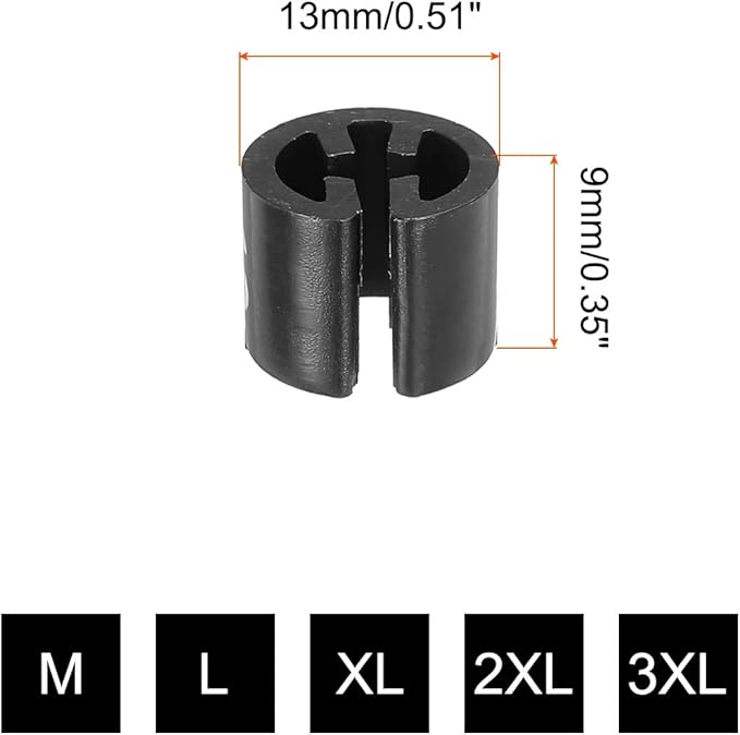 PATIKIL Clothes Hanger Marker S/M/L/XL/2XL/3XL Size Fit Hanger Rod for Garment Color Coding Black, Pack of 180