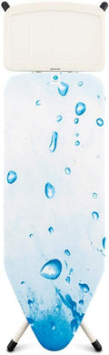 Brabantia Size C Ironing Board (49x18 in) 7 Height Options, Solid Steam Unit Rest Holder (Ice Water) Non-Slip Feet, Anti-Collapse Child Locks