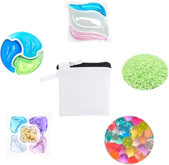 2 Pack In-Wash Scent Booster Beads Laundry Bag with Zipper Laundry Detergent Pacs Wash Bags for Soap Pacs Pods Sheets Scent Crystals Washing Machine Cleaner Descaler Deep Cleaning Tablets