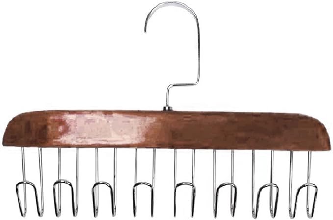 Hanger Hooks, Multi Hook Hanger Stainless Steel Closet Organization Multi Hanger with 8 Hooks Hangers Space Saver Hangers for Clothes Bra Storage (Dark Brown)