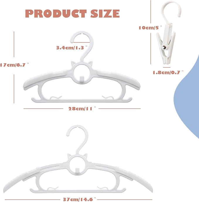 Baby Nursery Closet Hangers, Non-Slip and Extendable Laundry Infant Pant Hanger for Newborn Clothes 50pcs hangers11-14'' Adjustable Children Coat Hanger for Girl Boy Toddler Kids Child