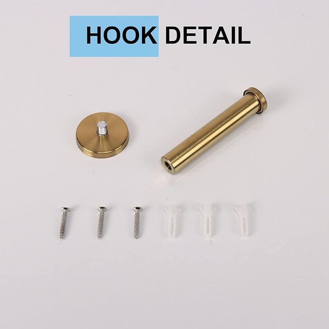 Bath Towel Hooks, 6 Pack Round Coat Hooks, Sturdy Wall Mounted Robe Hook, SUS 304 Stainless Steel Heavy Duty Clothes Hanger, Wall Towel Hooks for Bathroom Bedroom Kitchen (4 in, Gold)
