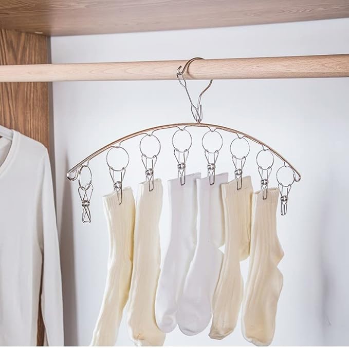 4 Pack Stainless Steel Laundry Drying Rack Clothes Hanger with 10 Clips