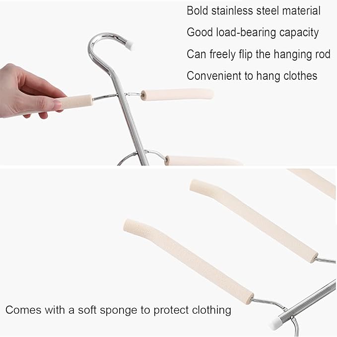 Blouse Tree Hangers Multi-Layer Clothes Hangers 3 Pack 5 in 1 Non Slip Space Saving Closet Organizer Stainless Steel Shirt Hanger Coats Hangers(3 Pack)