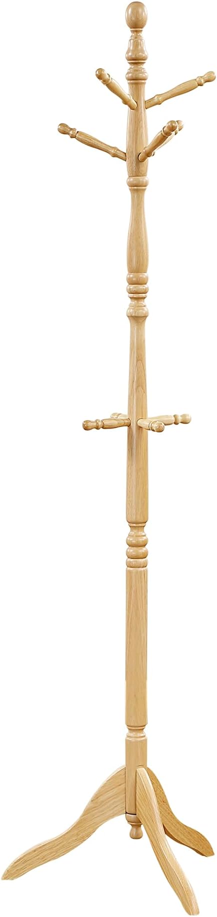 Lexicon Sturdy Solid Wood Coat Rack Stand with 10 Hanging Hooks for Hats,Scarves, Handbags, 3-Tier Wooden Coat Rack Freestanding Tree Used in Bedroom, Entryway, Hallway, Office, Natural