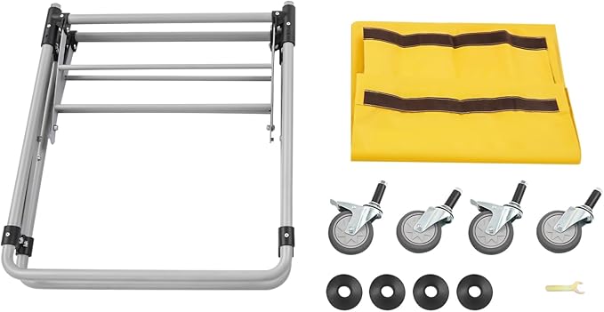 Commercial Laundry Cart, Laundry Basket with 360° Swivel Casters, Folding Laundry Cart Hamper on Wheels Heavy Duty Steel Frame 220 lbs Capacity Large Rolling Laundry Baskets Trucks (Yellow)