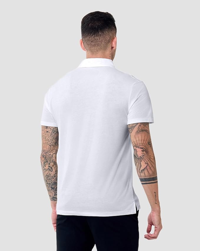 INTO THE AM Polo Shirts for Men - Slim Fit Short Sleeve Collared Shirt S - 4XL Fitted Collar Polos for Work