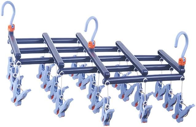 Clothes Drying Hanger, Underwear Hanger Foldable Clip Hangers Clothes Drying Rack Plastic Laundry Clip Drip Drying Hanger for Socks Bras (19 Clips)