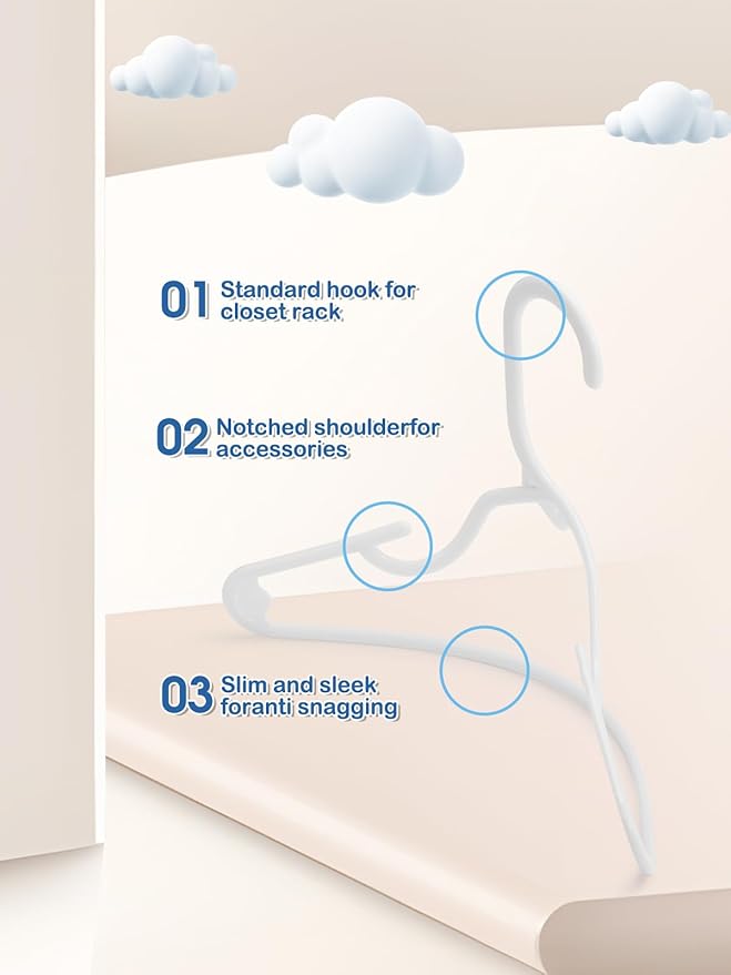 SMARTOR 60 Pack Baby Hangers - 11.7 Inch Plastic Baby Hangers for Daily Use - White