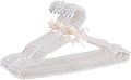 QTMY 10 Pack White Pearl Bow Clothes Hanger for Bride Wedding Dress,Shirt Bra Clothing Hangers (10 Pack)