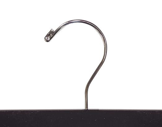 NAHANCO 14” Flat Wooden Skirt/Pant Hanger with Chrome Hardware, Black (Pack of 10)