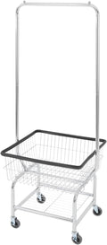 Laundry Cart,Steel Wire Laundry Cart,Laundry Basket With Wheels,Commercial Laundry Basket Cart Heavy Duty with Rod Rack 19.69x15.75x70.87in (C)