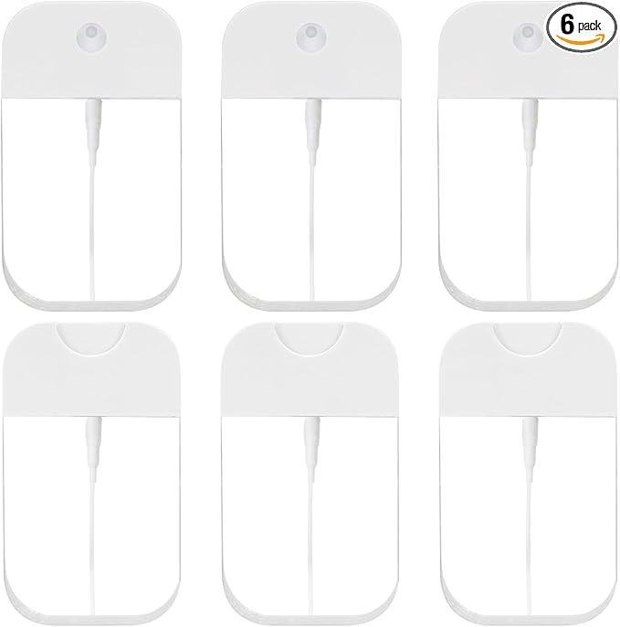 6 PCS Clear Spray Bottles, Portable Card Spray Bottles, 50 ML Refillable Plastic Perfume Atomizer Vials, Suitable Perfume, moisturizing water, hand sanitizer