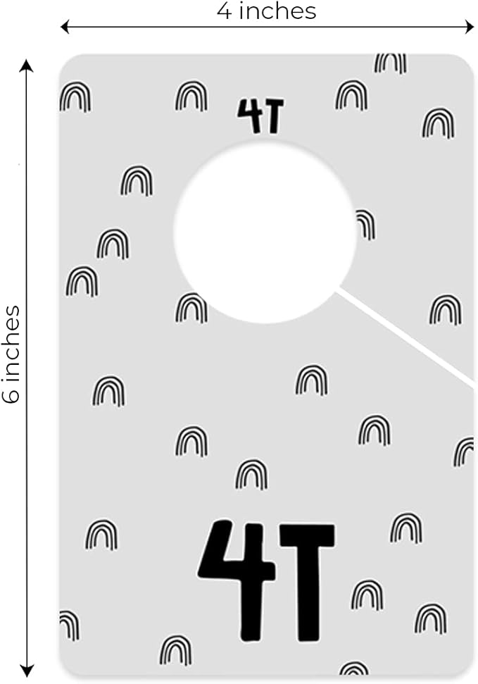 Canopy Street Gender Neutral Closet Baby Clothing Dividers/Modern Pattern Closet Organizers for Newborn to 4T Clothes / 4" x 6" Gray Nursery Wardrobe Dividers