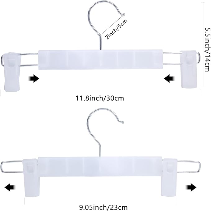 Pants Hangers with Clips Skirt Hangers for Women Plastic Clip Hanger for Pants Clothes (30pack, White)
