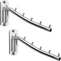2 Pcs Folding Wall Mounted Clothes Suit Hangers Rack with Swing Arm Stainless Steel Heavy Duty Coat Hook for Bathroom, Bedroom, Laundry Room - Silver
