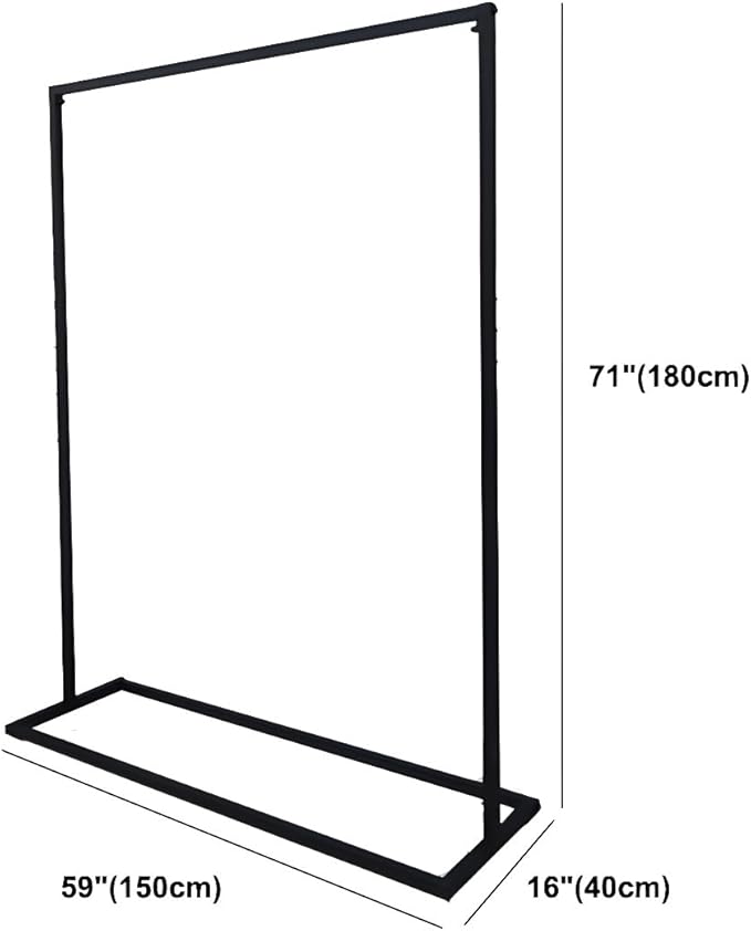 LITFAD Contemporary Metal Hall Tree Hang Garment Lever Hall Stand Free Standing Clothes Hanger Clothing Store Coat Rack in Black - 59" L x 16" W x 71" H Single Clothing Rod