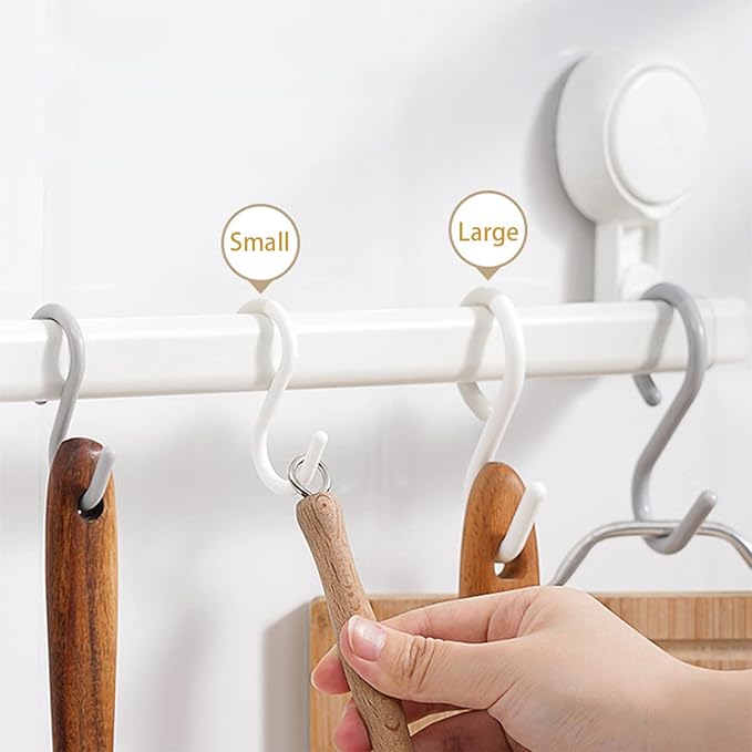 12-Pack Secure & Quiet Plastic S Hooks, Flexible Neck for Easy Twist & Lock, Completely Rust-Free, Holds up to 10 lbs, Black, Small(2.4 inch)