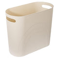 rejomiik Small Trash Can, 3.5 Gallon Slim Garbage Can Plastic Waste Basket with Handles Container Bin for Narrow Spaces Bathroom, Bedroom, Kitchen, Office at Home, Cream
