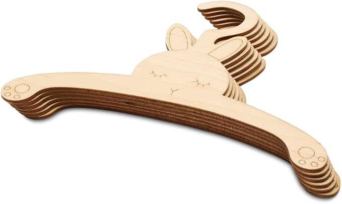 DIY Wooden Baby Hangers for Closet, Set of 25 Bunny Infant Hangers for Baby Clothes and Woodland-Themed Nursery Decor, by Woodpeckers