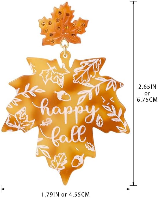 Madison Tyler Fall Earrings for Women | Cute Statement Autumn Earrings Dangling | Maple Leaf Scarecrow Shoes Shoes Rabbit Mushroom Earrings for Women